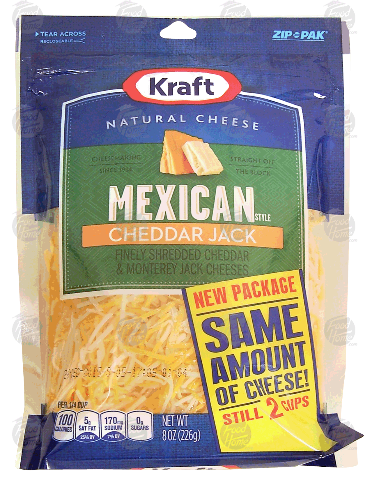 Kraft Natural Cheese mexican style cheddar jack, finely shredded cheddar & monterey jack cheeses Full-Size Picture